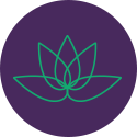green fys logo mark in a purple circle